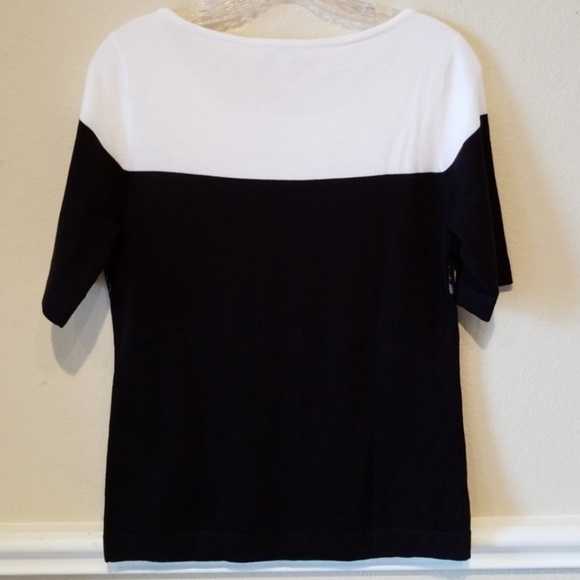 NY & Co | Crewneck black & white lace detail top - Picture 2 of 6